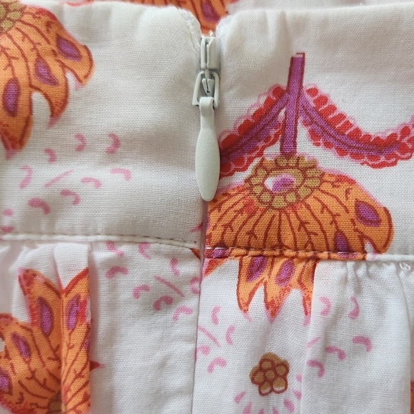 J. Crew Tiered Midi Skirt Fuschia/Orange Floral on White Waist Tie Sz 00 NWT - Picture 9 of 13